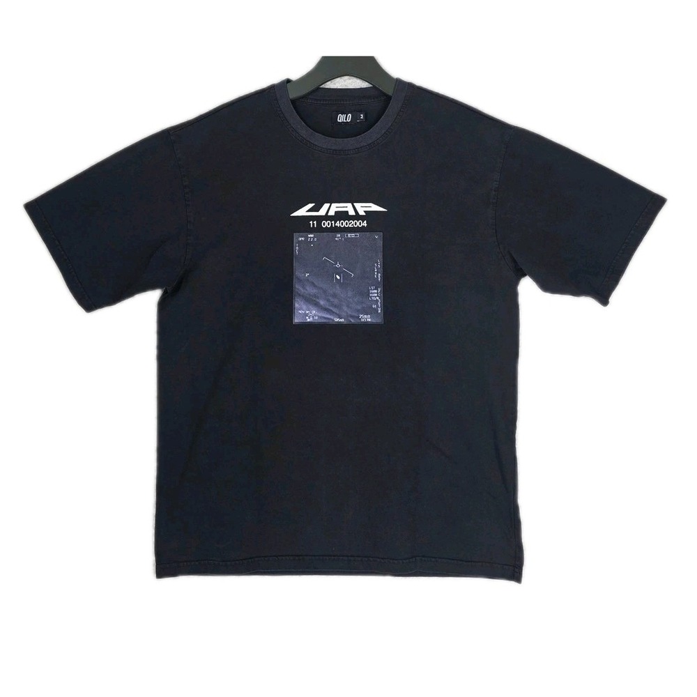Qilo T-Shirt UAP Tic-Tac UFO Graphic Mens M Black Streetwear Japanese Brand